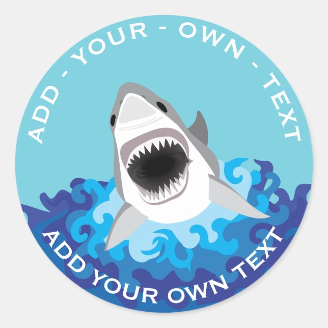 Shark Attack - Add Your Own Text Classic Round Sticker (Front)
