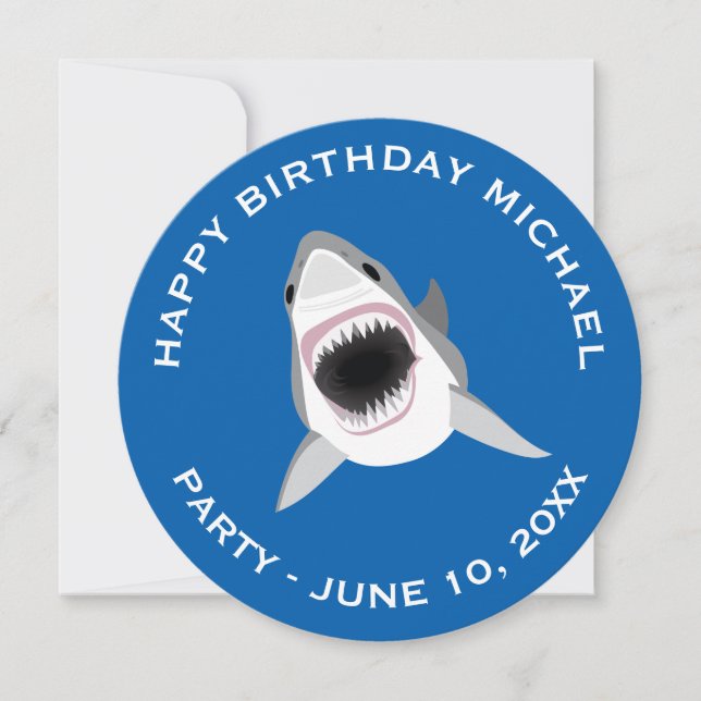 Shark Attack: Birthday Party on Beach or Boat Invitation (Front)
