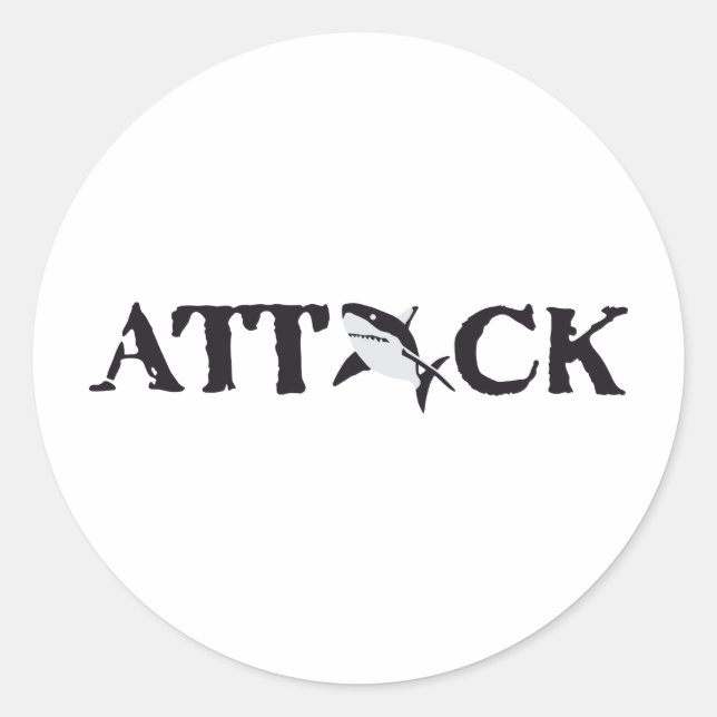 shark attack classic round sticker (Front)