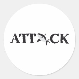 shark attack classic round sticker