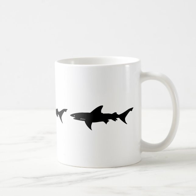 Shark Attack - Diving with Sharks Elegant Black Coffee Mug (Right)