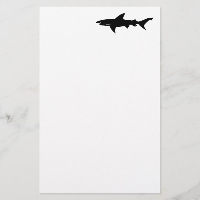 Shark Attack - Diving with Sharks Elegant Black Stationery (Front)