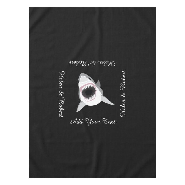 Shark Attack Funny Custom Text Tablecloth (Front)