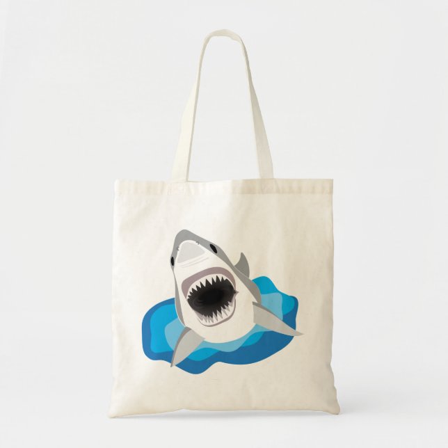 Shark Attack - Great White Shark Leaps from Waves Tote Bag (Front)