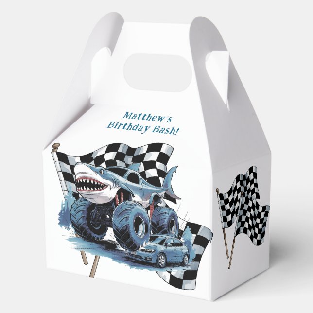Shark Attack Monster Truck Birthday Bash Favour Box (Back)