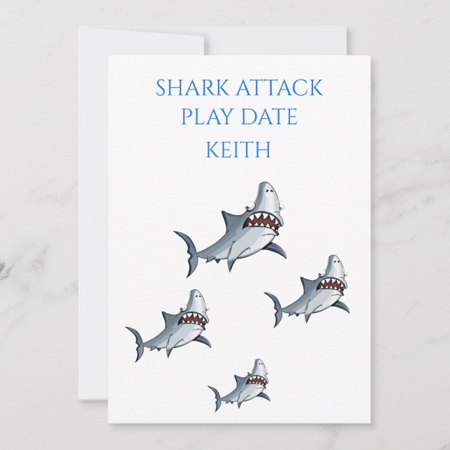 "SHARK ATTACK" PLAY DATE INVITATION (Front)