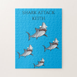 Shark attack puzzle with personalised name.