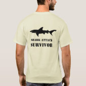 Shark Attack Survivor Black Shark Drawing T-Shirt (Back)