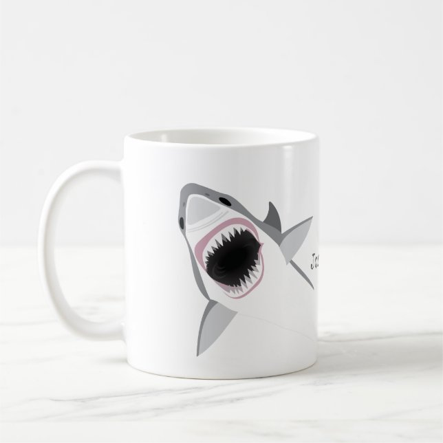 Shark Attack with Your Name Coffee Mug (Left)
