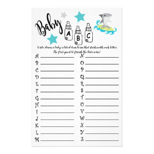 SHARK BABY ABC BABY SHOWER GAME CARD