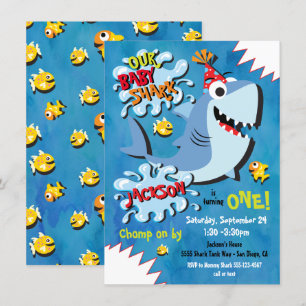 Shark Baby Birthday Party invitation