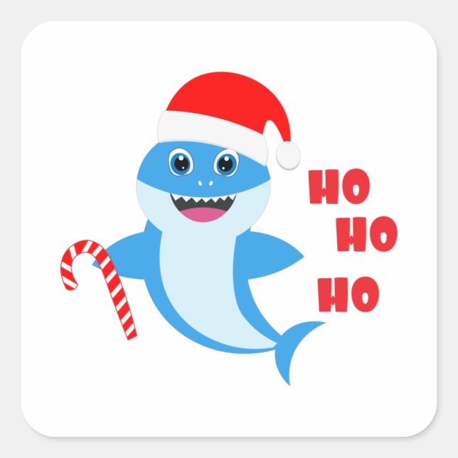 Shark Baby Christmas Gift, Family Decoration Square Sticker (Front)