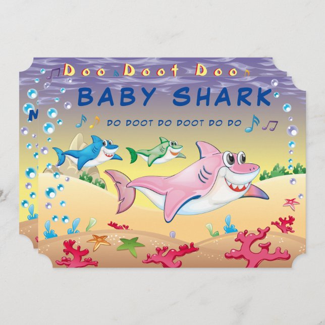 Shark 🦈Baby Cool Fab Amazing Birthday Ocean Party Invitation (Front/Back)