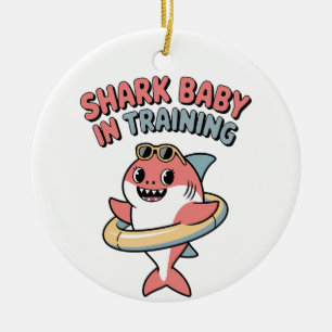 Shark Baby in Training   Kids Ceramic Tree Decoration