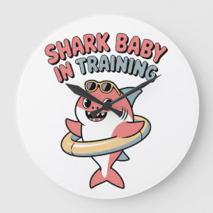Shark Baby in Training Kids Large Clock