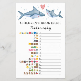Shark Baby Shower Children's Book Emoji Pictionary Flyer
