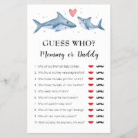 Shark Baby Shower "Guess Who Mummy or Daddy" Game
