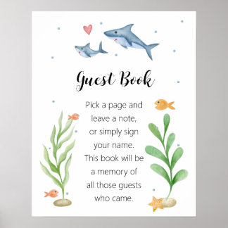 Shark Baby Shower "Guest Book" Sign