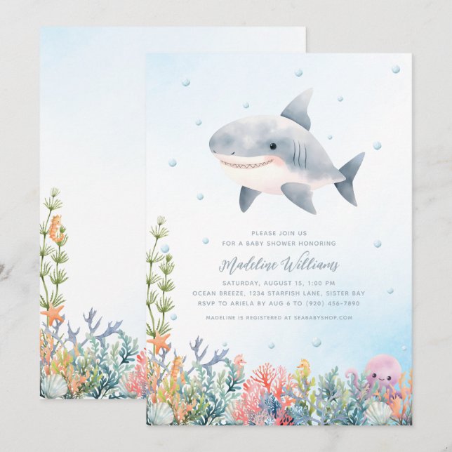 Shark Baby Shower Invitation (Front/Back)