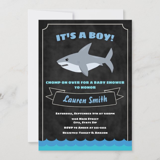 Shark Baby Shower Invitation Baby Shark (Front)