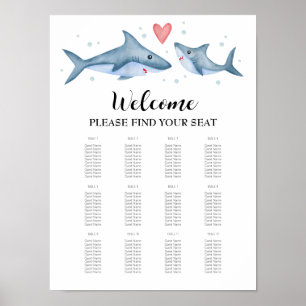Shark Baby Shower Seating Chart Sign