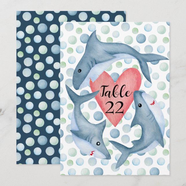 Shark Baby Shower Table Number Sign (Front/Back)