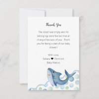 Shark Baby Shower Thank You Card
