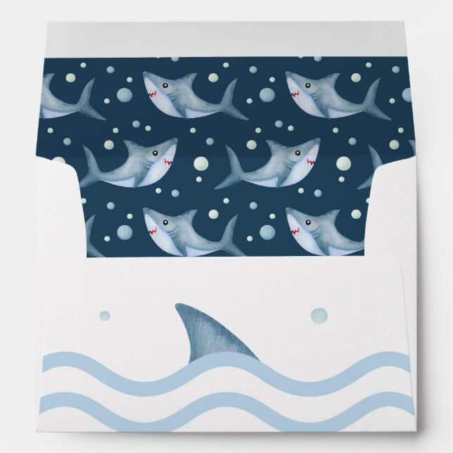 Shark Baby Shower Whimsical Shark Fin Envelopes (Back (Bottom))