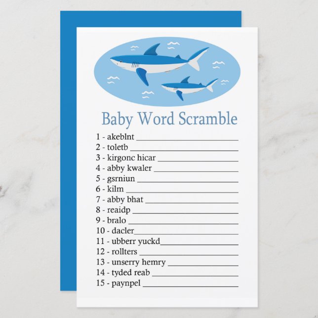 Shark Baby word scramble game (Front/Back)
