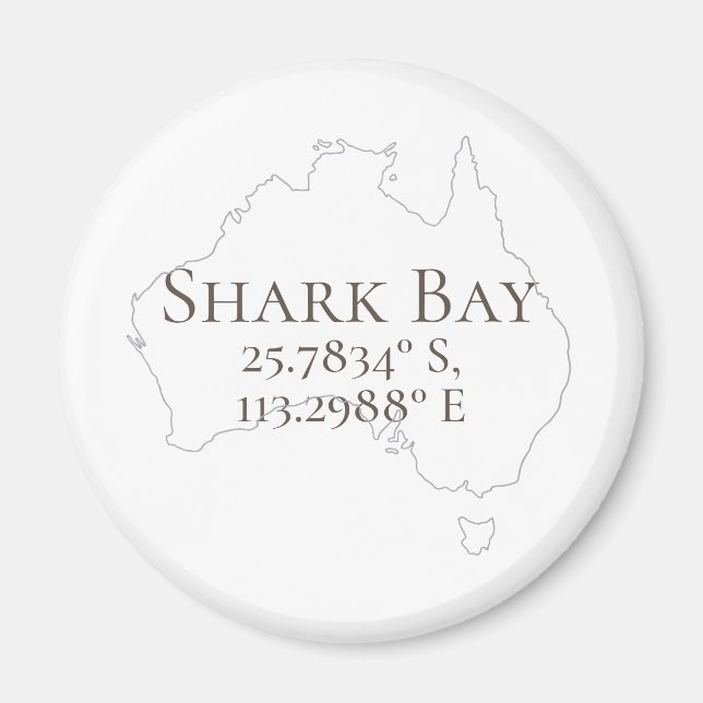 Shark Bay Australia Latitude & Longitude  Magnet (Front)