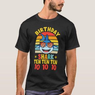Shark Birthday 10 Years Old 10th Birthday Matching T-Shirt