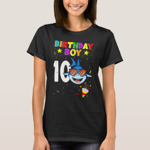 Shark Birthday 10 Years Old 10th Birthday Matching T-Shirt
