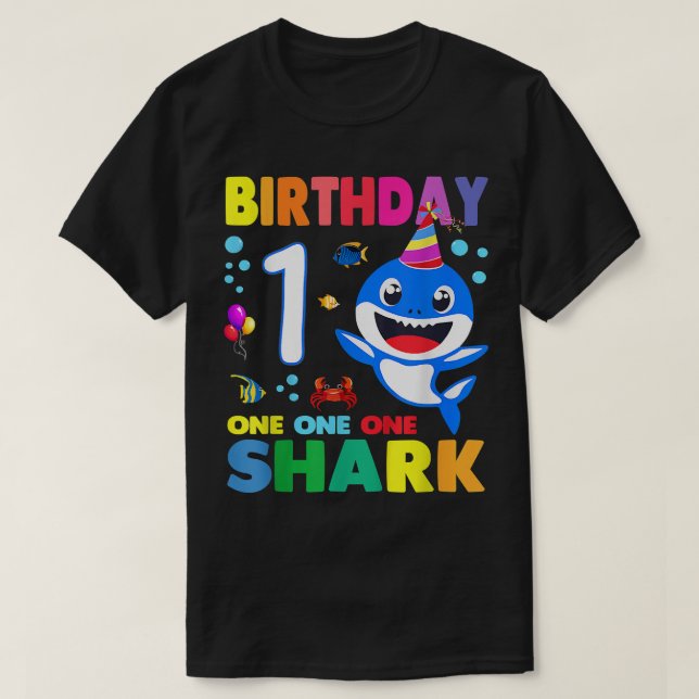 Shark Birthday 1 Years Old 1st Birthday Boy Matchi T-Shirt (Design Front)