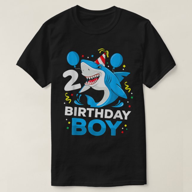 Shark Birthday 2 Years Old 2nd Birthday Matching F T-Shirt (Design Front)