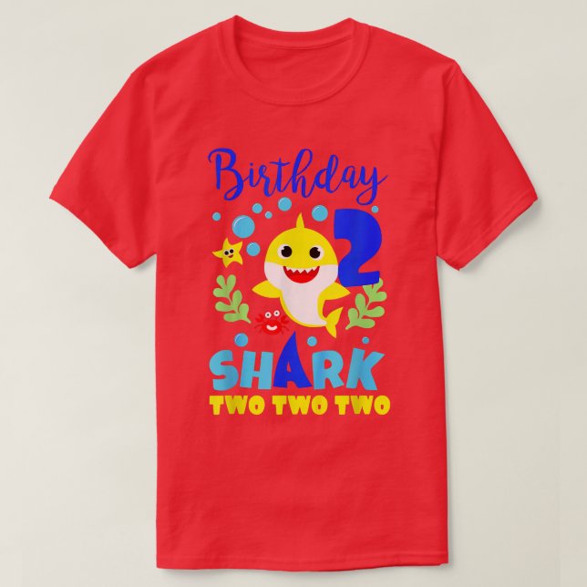 Shark Birthday 2 Years Old 2nd Birthday Matching F T-Shirt (Design Front)