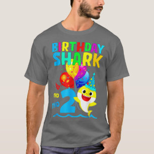Shark Birthday 2 Years Old 2nd Birthday Matching F T-Shirt