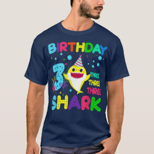 Shark Birthday 3 Years Old 3rd Birthday Matching F T-Shirt