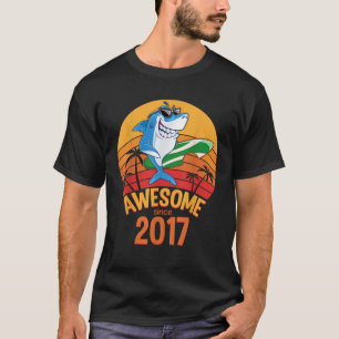 Shark Birthday 3 Years Old Surf Awesome Since 2017 T-Shirt