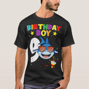 Shark Birthday 9 Years Old 9th Birthday Boy Matchi T-Shirt