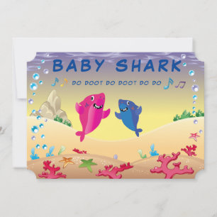 Shark 🦈 Birthday Baby Ocean Party Kids Fun Invitation
