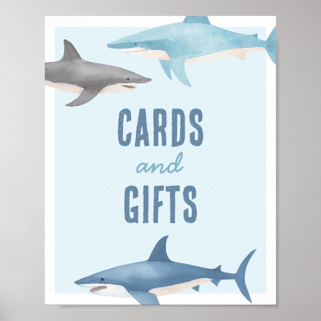 Shark Birthday Cards and Gifts Sign (Front)