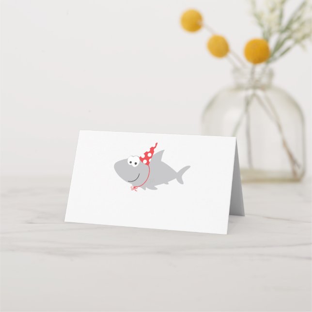 Shark Birthday Folded Place Card (Front)