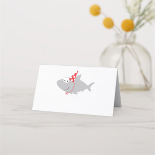 Shark Birthday Folded Place Card