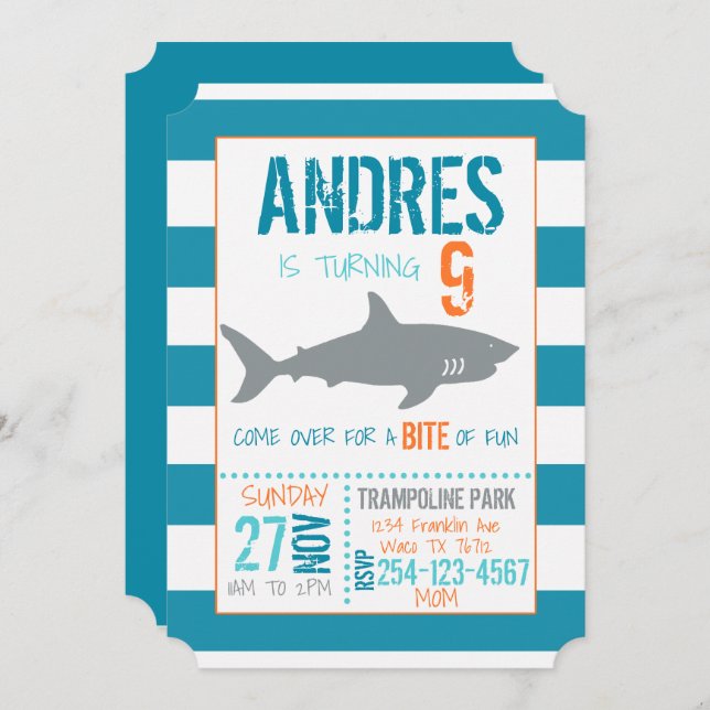 Shark Birthday Invitation (Front/Back)