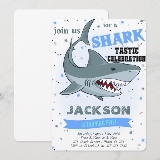 Shark Birthday Invitation (Front/Back)