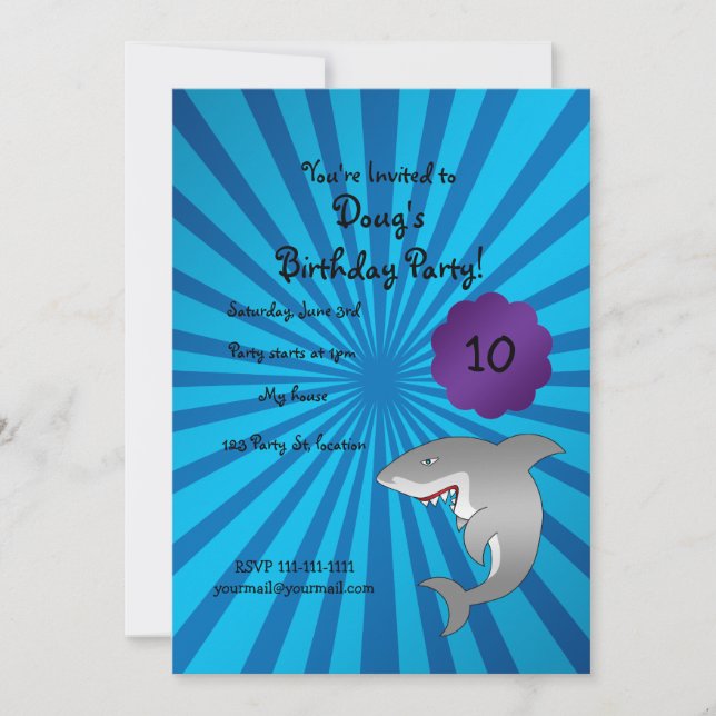 Shark birthday invitation (Front)