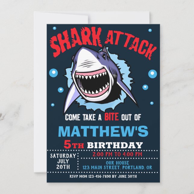 Shark birthday invitation (Front)