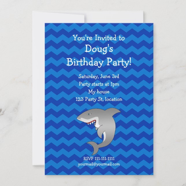 Shark birthday invitation (Front)