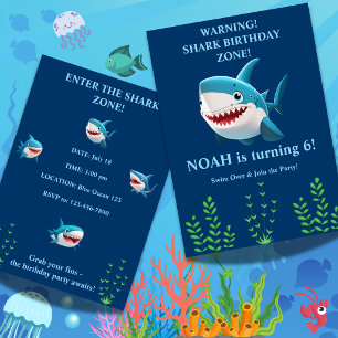 Shark Birthday Invitation Boy Editable