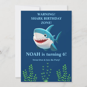 Shark Birthday Invitation Boy   Editable 